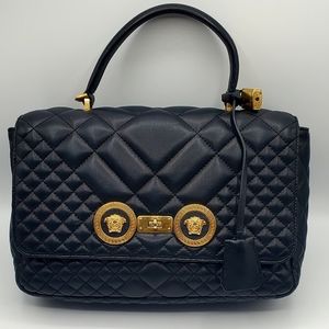 Quilted Versace Medusa 2 Way Flap Bag